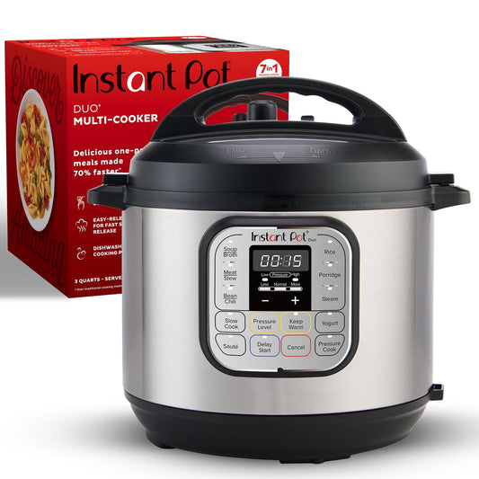 7-in-1 Mini Multifunctional Electric Pressure Cooker – 3 Quart, Stainless Steel, Black