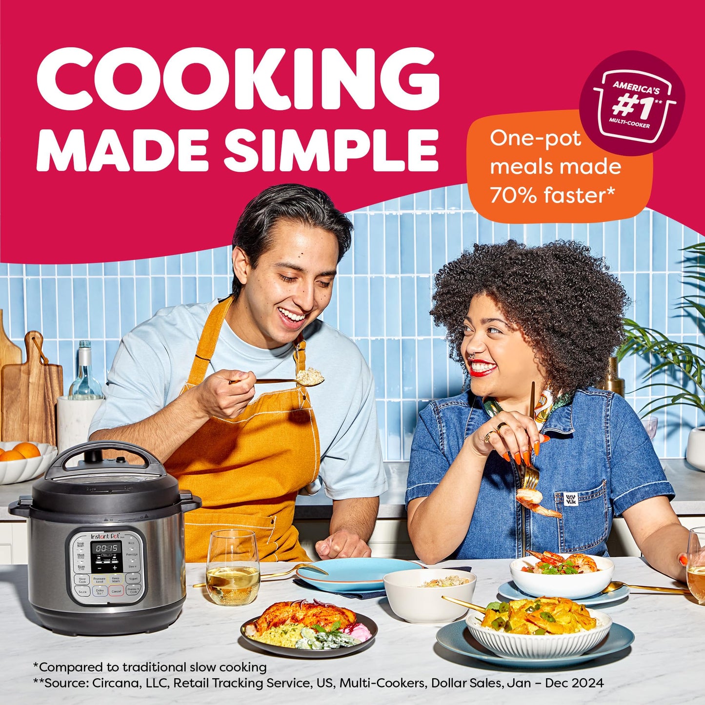 7-in-1 Mini Multifunctional Electric Pressure Cooker – 3 Quart, Stainless Steel, Black